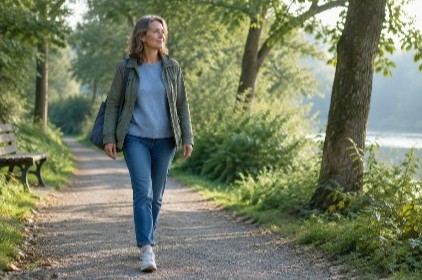Everyday walking along a leafy park path